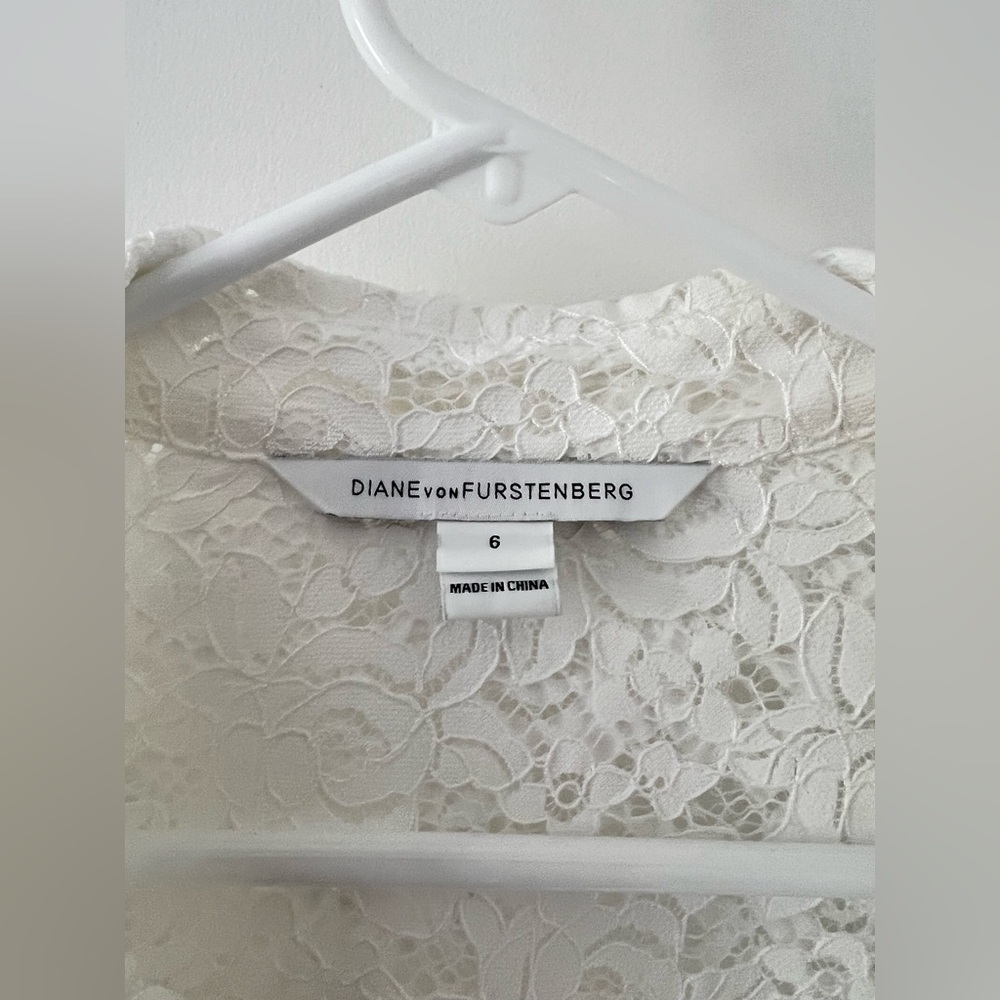 Diane Von Furstenberg Lorelei White Lace top - Picture 6 of 9